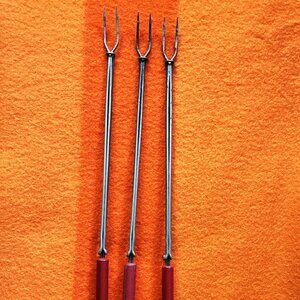 Vintage Extension 2-Pronged Campfire Roasting Forks (3) for Hotdogs Marshmallows